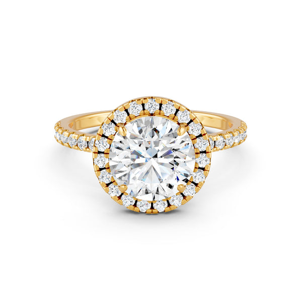 1.87Ct Round Cut Moissanite Halo Engagement Ring 14K Gold Plated