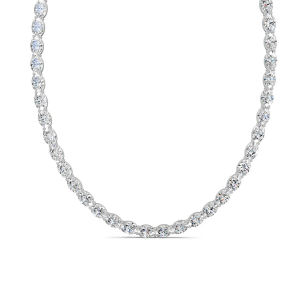 6.20 Ct Oval Cut Moissanite Tennis Necklace 14K Yellow Gold Plated