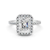 2.15Ct Emerald Cut Moissanite Halo Engagement Ring 14K Gold Plated