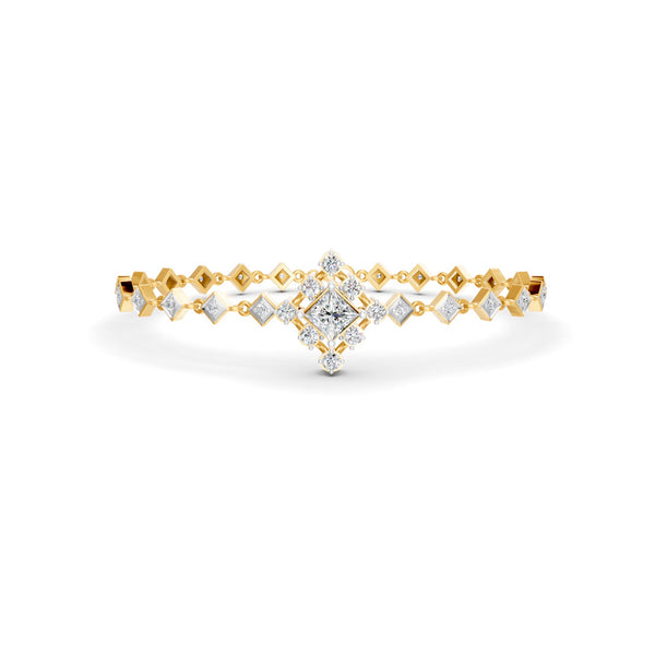 1.70 Ct Round Cut Moissanite Geometric Link Bracelet 14K Yellow Gold Plated
