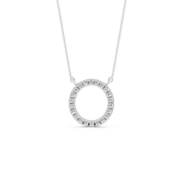 0.34Ct Round Cut Moissanite Circle Pendant Necklace 14K Yellow Gold Plated