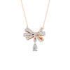 1.69 Ct Round Cut Moissanite Bow Pendant Necklace In 14K Yellow Gold Pllated