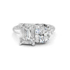 4 Ct Emerald & Round Cut Real Moissanite Toi Et Moi Ring 14K Yellow Gold Plated