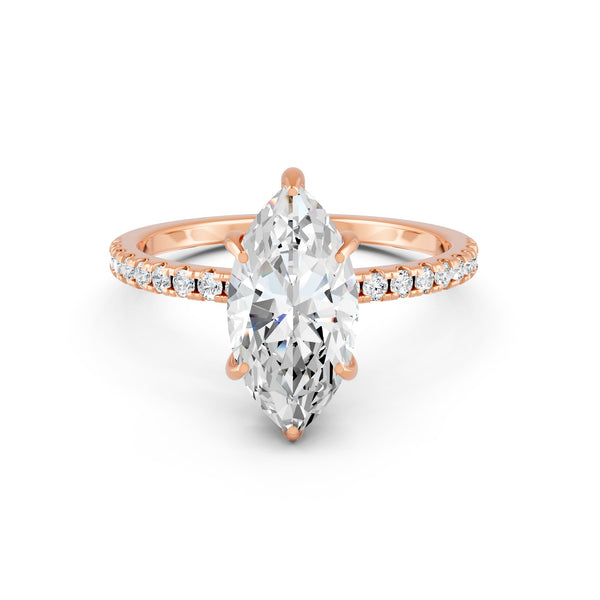 1.72Ct Marquise Cut Moissanite Hidden Halo Engegment Ring 14K Gold Plated