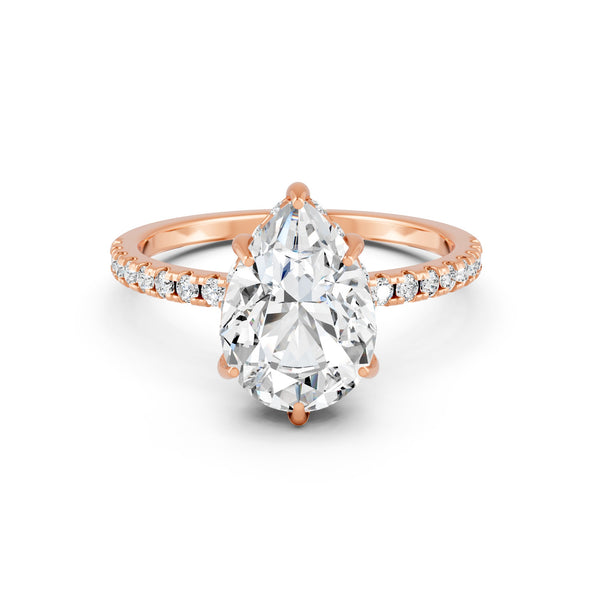 2.09Ct Pear Cut Moissanite Hidden Halo Engagement Ring 14K Gold Plated