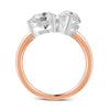 3.80 Ct Pear & Round Cut Real Moissanite Toi Et Moi Ring 14K Yellow Gold Plated