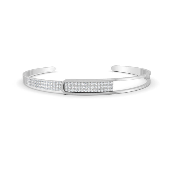0.85 Ct Round Cut Natural Moissanite Women Cuff Bangle Bracelets 14K Gold Plated