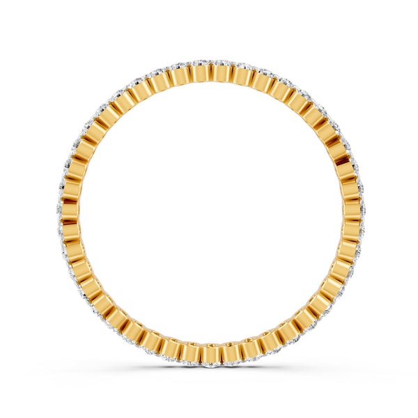 Round Cut Moissanite Full Eternity Band Ring 14K Gold Plated