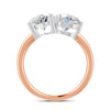 3.32 Ct Oval & Round Cut Real Moissanite Toi Et Moi Ring 14K Yellow Gold Plated