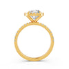2.09 Ct Cushion & Round Cut Moissanite Engagement Ring 14K Gold Plated