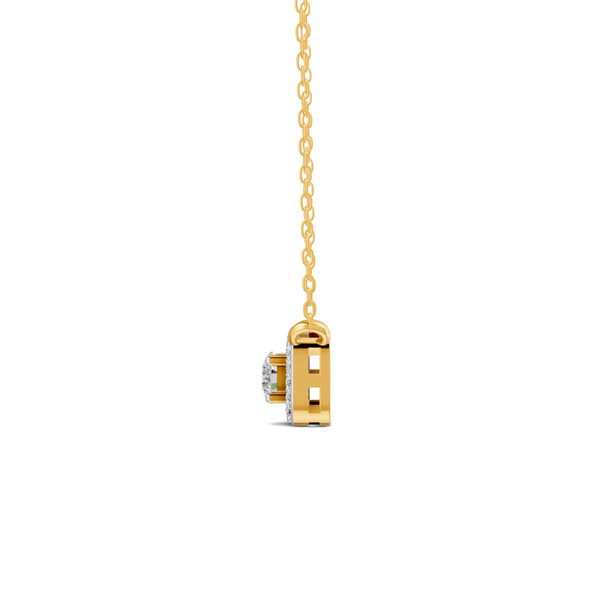 0.30 Ct Round Cut Moissanite Women's Halo Necklace Pendant 14K Gold Plated