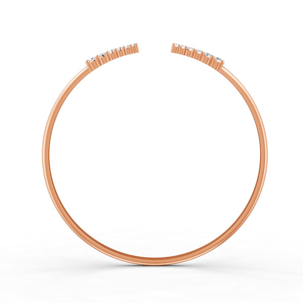 0.15 Ct Round Cut Natural Moissanite Women's Bangle Bracelets 14K Gold Plated