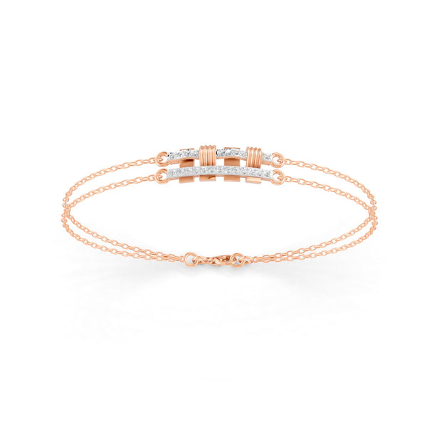 0.27 Ct Round Cut Moissanite Minimalist Bar Chain Bracelet 14K Yellow Gold Plated