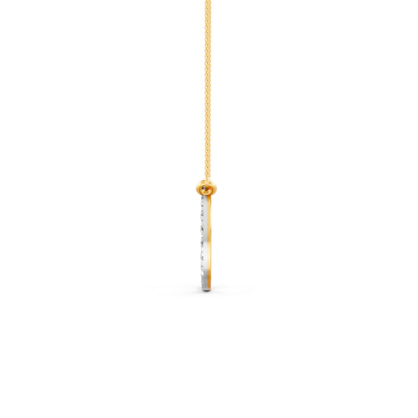 0.34Ct Round Cut Moissanite Circle Pendant Necklace 14K Yellow Gold Plated