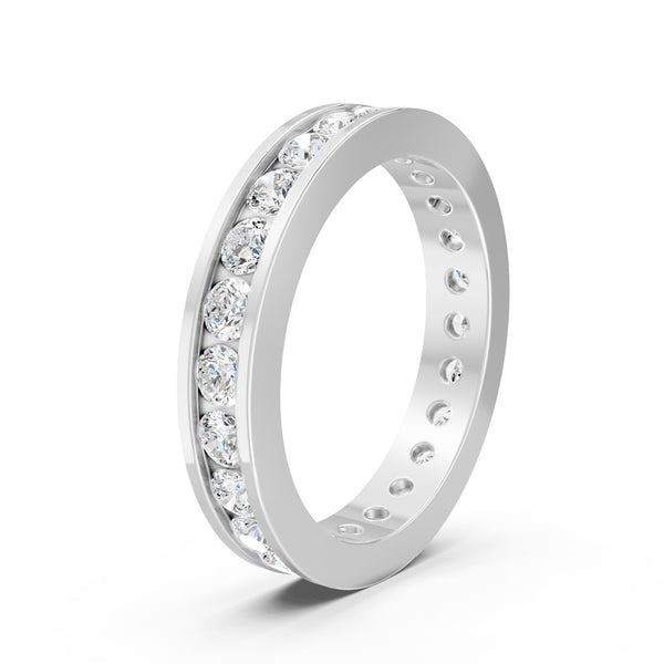 1.38Ct Round Cut Moissanite Channel Set Full Eternity Band Ring 14K Gold Plated