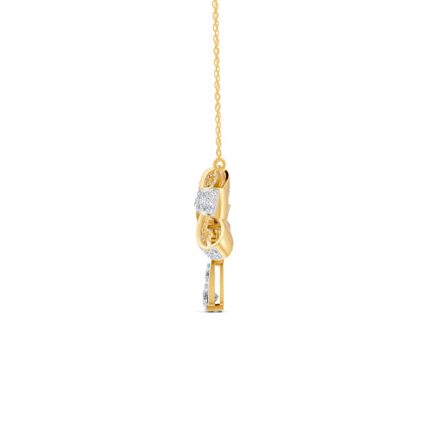 1.69 Ct Round Cut Moissanite Bow Pendant Necklace In 14K Yellow Gold Pllated