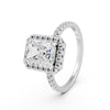 2.15Ct Emerald Cut Moissanite Halo Engagement Ring 14K Gold Plated