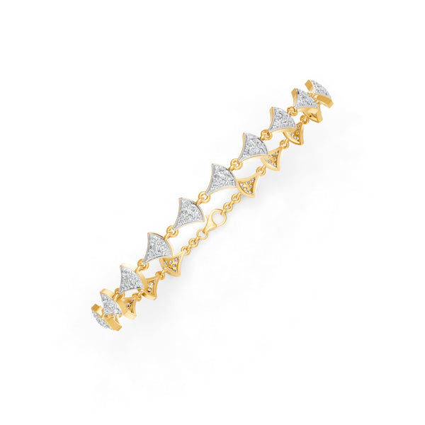 1.06 Ct Round Cut Moissanite Cluster Link Bracelet 14K Yellow Gold Plated