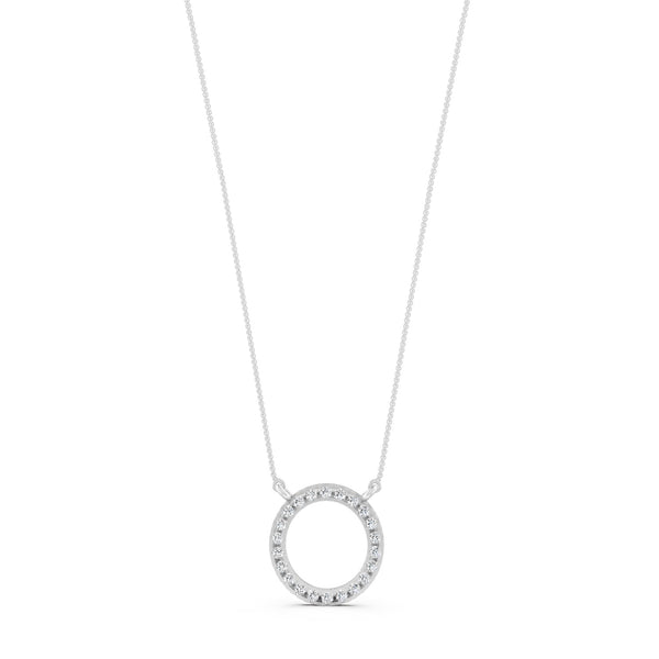 0.34Ct Round Cut Moissanite Circle Pendant Necklace 14K Yellow Gold Plated