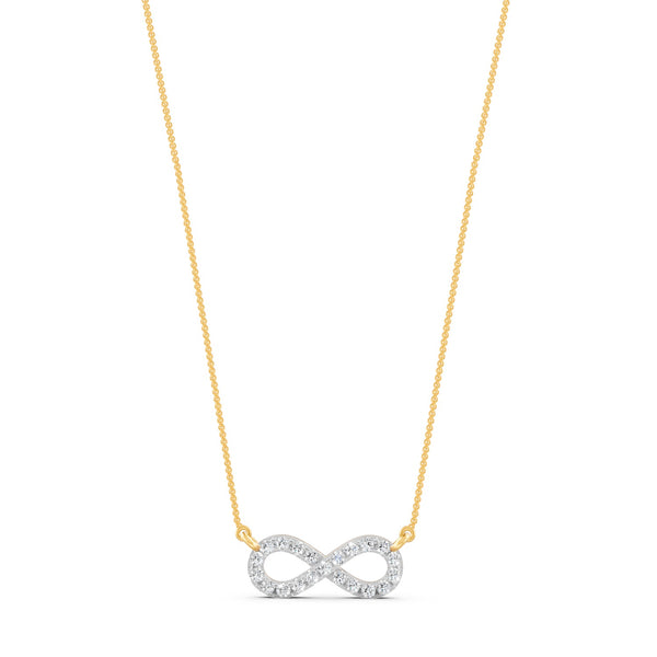 0.33Ct Round Cut Moissanite Infinity Pendant Necklace 14K Yellow Gold Plated