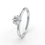 Load image into Gallery viewer, Princess Cut Real Moissanite Claw Prong Solitaire Ring 14K Gold Plated