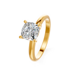 Load image into Gallery viewer, Cushion Cut Real Moissanite 4 Prong Solitaire Ring 14K Gold Plated