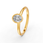 Load image into Gallery viewer, Oval Cut Real Moissanite Bezel Set Solitaire Ring 14K Gold Plated