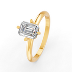 Load image into Gallery viewer, Emerald Cut Real Moissanite 4 Prong Solitaire Ring 14K Gold Plated