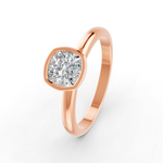 Load image into Gallery viewer, Cushion Cut Real Moissanite Bezel Set Solitaire Ring 14K Gold Plated