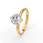 Load image into Gallery viewer, Round Cut Real Moissanite 2 Prong Solitaire Ring 14K Gold Plated