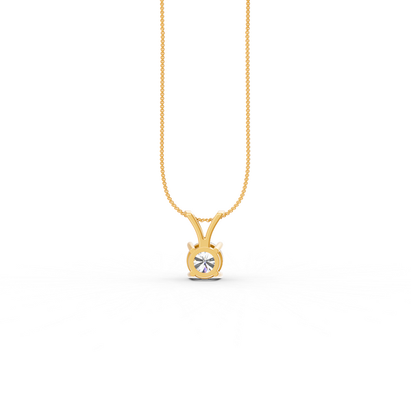 Round Cut Moissanite Solitaire Pendant 14K Yellow Gold Plated