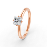 Load image into Gallery viewer, Princess Cut Real Moissanite Claw Prong Solitaire Ring 14K Gold Plated