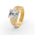 Load image into Gallery viewer, 3Ct Radiant Cut Moissanite Bridal Engagement Ring 14K Gold Plated
