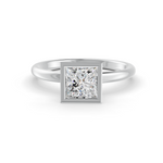 Load image into Gallery viewer, Princess Cut Real Moissanite Bezel Set Solitaire Ring 14K Gold Plated