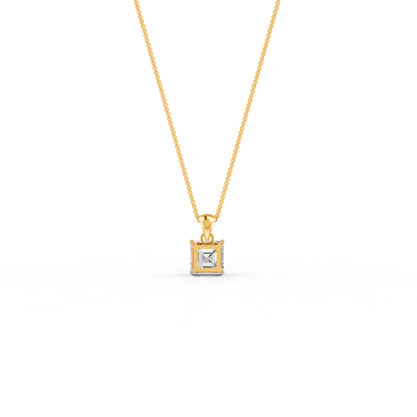 Asscher Cut GRA Certified Moissanite Solitaire Pendant in 14K Yellow Gold Plated