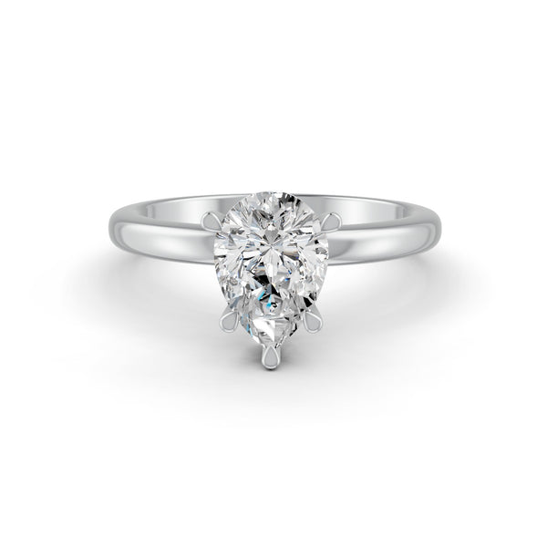 1-5 Ct Pear Cut Real Moissanite 5 Prong Solitaire Ring 14K Yellow Gold Plated
