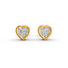 Heart Cut Real Moissanite Bezel Set Solitaire Stud Earrings Screw Back 14K Gold Plated