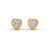Heart Cut Real Moissanite Bezel Set Solitaire Stud Earrings Screw Back 14K Gold Plated