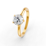 Load image into Gallery viewer, Round Cut Real Moissanite 5 Prong Solitaire Ring 14K Gold Plated