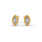 Load image into Gallery viewer, Marquise Cut Real Moissanite Bezel Set Solitaire Stud Earrings Screw Back 14K Gold Plated