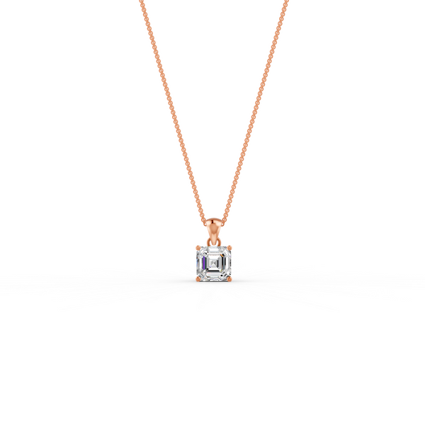 Asscher Cut GRA Certified Moissanite Solitaire Pendant in 14K Yellow Gold Plated