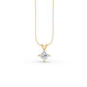 Princess Cut Moissanite Solitaire Pendant 14K Gold Plated