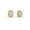 Oval Cut Real Moissanite Bezel Set Solitaire Stud Earrings Screw Back 14K Gold Plated