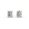Oval Cut Real Moissanite 4 Prong Solitaire Stud Earrings Screw Back 14K Gold Plated