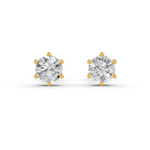 Load image into Gallery viewer, Round Cut Real Moissanite 6 Prong Solitaire Stud Earrings 14K Gold Plated