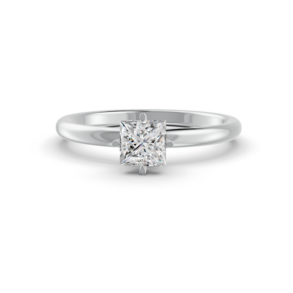 1-5 Ct Princess Cut Real Moissanite Claw Prong Solitaire Ring 14K Yellow Gold Plated