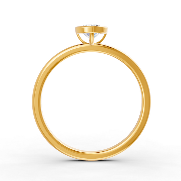 1-5 Ct Oval Cut Real Moissanite Bezel Set Solitaire Ring 14K Yellow Gold Plated