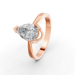 Load image into Gallery viewer, Pear Cut Real Moissanite 3 Prong Solitaire Ring 14K Gold Plated