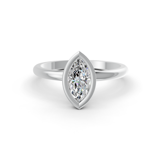 1-5 Ct Marquise Cut Real Moissanite Bezel Set Solitaire Ring 14K Yellow Gold Plated