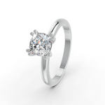 Load image into Gallery viewer, Cushion Cut Real Moissanite Double Prong Solitaire Ring 14K Gold Plated